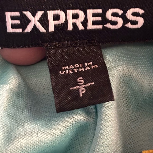 Express Teal Tropical print Off-Shoulder High Low Fit Flare Lined Dress Size S - Picture 8 of 10